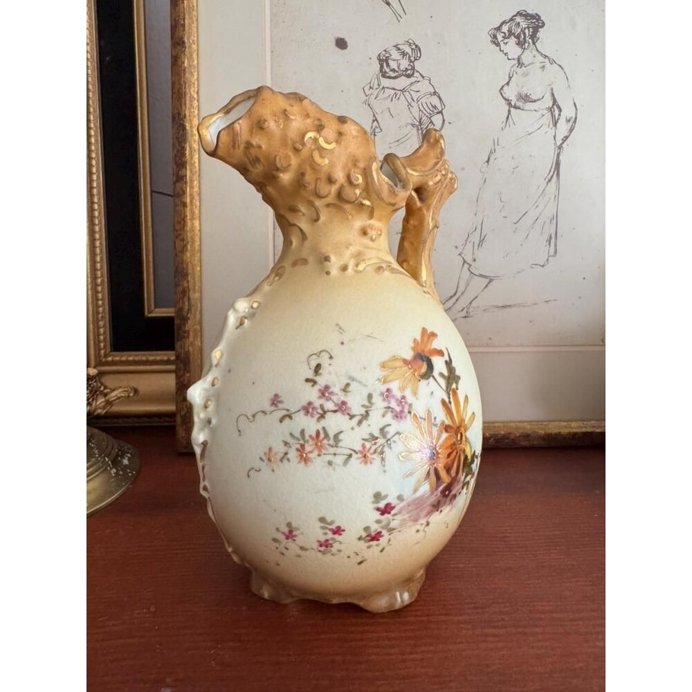 Antique Ernst Wahliss Austria Floral Vase, Turn Wien Crown Mark, Hand Painted - Picture 5 of 16